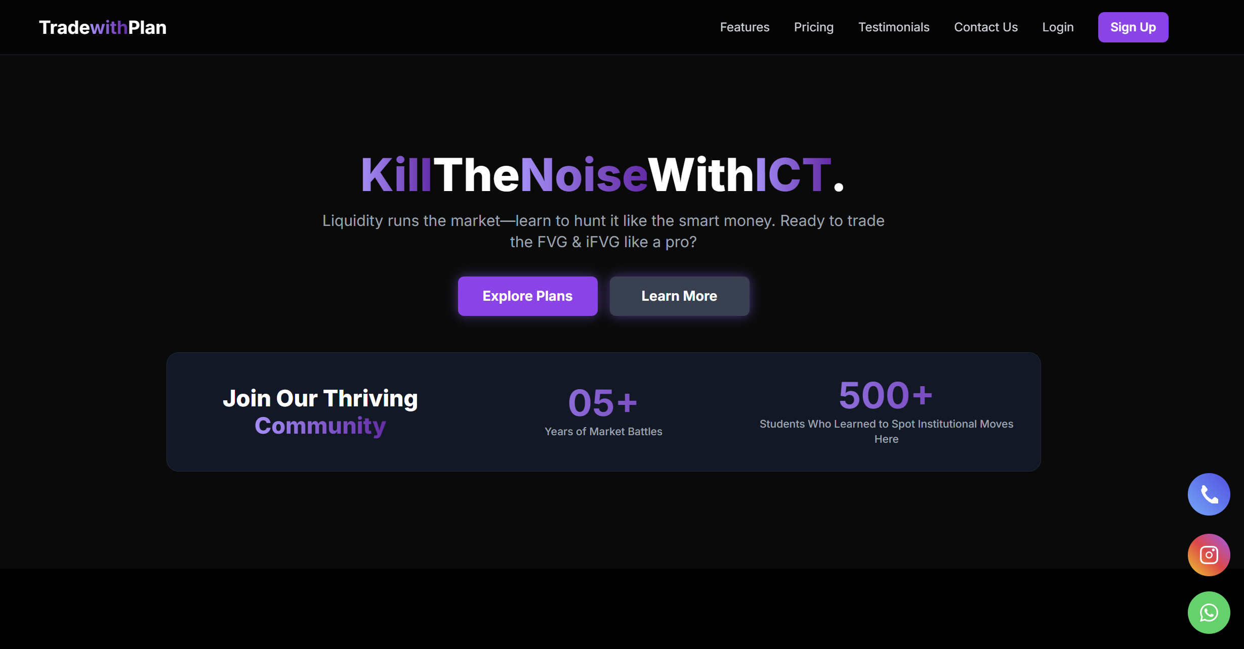 Screenshot of the tradewithplan.in e-commerce and e-learning platform, a featured project by KodeCyfer.